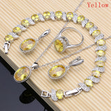 Silver 925 Bridal Jewelry Champagne Zircon Jewelry Sets For Women Earrings/Pendant/Necklace/Rings/Bracelet daiiibabyyy