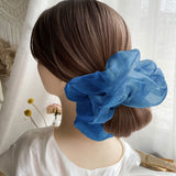Daiiibabyyy New Net Yarn Hair Scrunchie Solid Color Hair Ties for Women Elastic Hair Ring Girl Ponytail Holder Smooth Hair Accessories