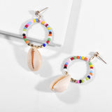 Lost Lady Vintage Shell Dangle Drop Earrings Handmade Geometric Round Earrings for Women Party Jewelry Accessories Wholesale daiiibabyyy