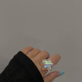 New Fashion Colorful Transparent Five-pointed Star Heart Acrylic Rings Korean Girls Jewelry Accessory For Women Party Rings Gift daiiibabyyy