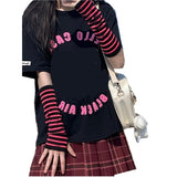Winter Warm Wrist Elbow Gloves Striped Long Fingerless Gloves Arm Warmer Knitted Elbow Mittens Anime Gloves Cosplay Accessories daiiibabyyy