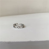 2022 Korea Trendy Metal Geometry Irregular Circular Punk Chain Rings For Women Cross Opening Index Finger Ring Accessories daiiibabyyy