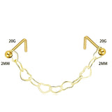 Double L Shape Nose Chain Heart Nose Piercing Chain 20G Straight Ball Nose Chain Zircon Piercing Nariz Pircing Septum Nez daiiibabyyy