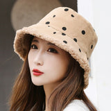 Fisherman Cap Women's Winter Hat 2022 New Women Warm Bucket Hats Lady Dots Star Print Outdoor Panama Hat for Women зима daiiibabyyy