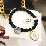 Hair accessories female fashion style pearl rhinestone hair band elastic hair rope No. 5 girl exquisite high elastic hair rope daiiibabyyy