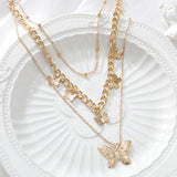 Vintage Multilayer Pendant  Butterfly Necklace for Women Moon  Charm Choker Pendant Necklaces Boho Fashion Jewelry Gift daiiibabyyy