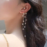 17KM Korean Asymmetrical Rhinestone Butterfly Drop Earrings For Women Girls Trendy Fashion Pearl Chain Earrings Jewelry Gifts daiiibabyyy