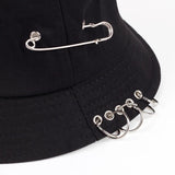 Daiiibabyyy New Fashionable Iron Ring Fisherman hat Basin Hat Summer Sun vior Cap Sunscreen Bucket Graffiti Print four Couple women and men