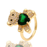 European and American New Fashion Jewelry Love Bear Ring Women's Temperament Creative Party Gifts for Friends daiiibabyyy