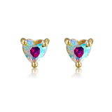 Lost Lady New Ins Inlaid Colorful Zircon Earrings Cute Gold-plated Zircon Stud Earrings For Women Girls Fashion Piercing Jewelry daiiibabyyy