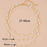 Daiiibabyyy Fashion Fresh Simple Multi-layered Artificial Pearl Chain Necklace For Women Female Vintage Girl Cute Temperament Wild Jewelry