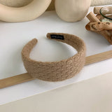 MENGJIQIAO Korean Beige Coffee Color Wide-brimmed Braid Autumn Hairbands Women Elegant Pear Tassel Hair Hoop Hair Accessories daiiibabyyy