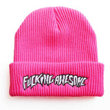 Men Knitted Hat FUCK AWESOME Embroidered Slogan Hip Hop Hat Men Women Fashion Trend Hedging Hat Winter Outdoor Warm Hat daiiibabyyy