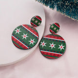 New Trendy Geometric Round Statement Earrings Cartoon Cute Snowman Snowflake Christmas Earrings Piercing Ear Jewelry for Women daiiibabyyy