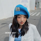 Harajuku Kitted Beret Hats Women Girl's Vintage Artist Painter Hat Winter Autumn Soft Wool Octagonal cap adjust daiiibabyyy