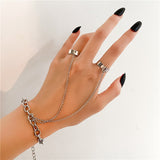 Hiphop Punk Silver Color Long Tassel Chain Rings for Women Men Fashion Metal Adjustable Open Finger Rings Set Gift Jewelry daiiibabyyy