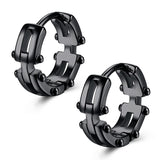Daiiibabyyy Street Dance Designer Personality Hip Hop Machine Men's Hoop Earrings Black Stainless Steel Piercing Ear Jewelry Free Shipping