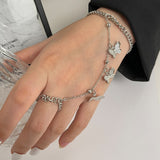 Hiphop Punk Silver Color Long Tassel Chain Rings for Women Men Fashion Metal Adjustable Open Finger Rings Set Gift Jewelry daiiibabyyy