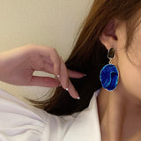 SHANGZHIHUA 2022 Trend Korea New Klein Blue Irregular Pendant Earrings Are Unusual Gift Accessories For Women's Fashion Jewelry daiiibabyyy
