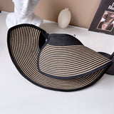 Daiiibabyyy Straw hats for women Visor Empty Top Hat Women's Summer Sunscreen Commuter Sun Hat Bow Rear Elastic Riding Cap