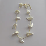 Daiiibabyyy Baroque Irregular Natural Sea Shell Conch Beaded Choker Necklace for Women Unique Statement Necklace Clavicle Chain Collar