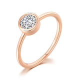 Daiiibabyyy Minimalist Promise Ring for Women Simple Round Zirconia Crystal Rose Gold Color Dating Ring Accessories Fashion Jewelry R135
