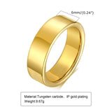 Daiiibabyyy Tungsten Carbide Thick Flat Ring 2mm 4mm 6mm, Gold Plated Stacker Band, Pinky Ring, Thumb Rings,Mid Finger Rings for Men Women