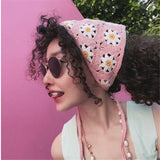 Daiiibabyyy Classic Colorful Daisy Flower Strawberry Knitted Headband for Women Summer Triangle Bandana Turban Hair Accessories Gifts daiiibabyyy
