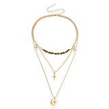 Daiiibabyyy Multi-layer Pendant Necklace Jewelry New Multi-layer Pendant Necklace Female Jumper Chain Personality Tide Cool Hundred