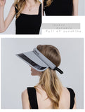 Daiiibabyyy Women Empty Top Hat Summer Visor Foldable Cap Female Hiking Outdoor Sports Solid Anti-UV Beach Hats Fishing Camping Caps