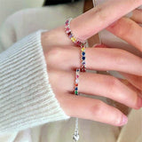 Daiiibabyyy Delicate Shinning Colorful Zirconnia Adjustable Rings For Women Korean Style Simple Fashion Jewelry Ring