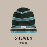 Daiiibabyyy Winter Men Warm Striped Knitted Beanie Hip Hop Cycling Cotton Knit Hat Women Acrylic Ski Cap Skullcap Skullies Gorras