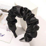 Daiiibabyyy Large Intestine Ruched Headband for Women Bezel Wild Imitation Silk Solid Color Satin Wrinkled Headband Bandana Simple Hair Hoop