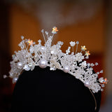 Daiiibabyyy Handmade Crystal Beads Pearl Sequins Wedding Headbands Luxury Tiaras Crown Rhinestone Pageant Prom Diadem Women Hair Accessories