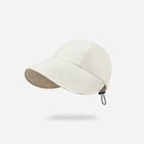 Daiiibabyyy Wide Brim Fisherman Sun Hat Portable Foldable Beach Hats for Women Summer Quick-drying Visors Adjustable Drawstring Cap Gorras