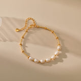 Daiiibabyyy Natural Pearl Women's Bracelet Simple Fashion Gold Chain Cuff Bracelet Charm Bracelet Women Luxury Jewelry Accessories