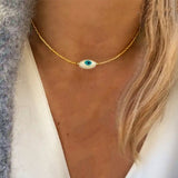 Daiiibabyyy Fashion evil eye Pendant Choker Necklace for Women Crystal Wedding Statement Jewelry Wholesale Gifts New zircon pendant for spri