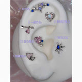 Daiiibabyyy Exquisite Zircon Heart Pink Crystal Stud Earrings For Women Korean Simple Fashion Earrings Aesthetic Jewelry Wedding Accessories