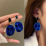 SHANGZHIHUA 2022 Trend Korea New Klein Blue Irregular Pendant Earrings Are Unusual Gift Accessories For Women's Fashion Jewelry daiiibabyyy
