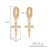 Daiiibabyyy Gold Color Piercing Pendant Hanging Earrings for Women Trend Rivet Sword Butterfly Ankh lobe Hoop Earing Ear Accessories Jewelry