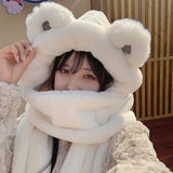 warm cute bear winter hats for women white ski maks robbery aesthetic winter outdoor warm hats Tik Tok hot selling cap for women