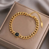 Daiiibabyyy Stainless Steel Layered Golden Pendant Bracelet For Women Retro Punk Gothic Portrait Coin Cross Pearl Bracelet Jewelry