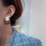 Vintage Autumn Winter Drop Earrings for Women Metal Leather Geometric Dangle Earrings Korean Fashion Jewelry 2022 Brincos Femme daiiibabyyy