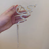 Daiiibabyyy 2023 Crystal Rhinestones Snake Hair Claw Wave Metal Line Long Tassel Irregular Hair Grab Accessories for Women Girls Hair Clip