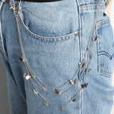 Daiiibabyyy Punk Street Butterfly Belt Waist Chain Women Pants Skirt Chain Multi Layer HipHop Hook Trousers Keychain Pendant Street Jewelry