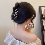 Daiiibabyyy 2023 Crystal Rhinestones Snake Hair Claw Wave Metal Line Long Tassel Irregular Hair Grab Accessories for Women Girls Hair Clip
