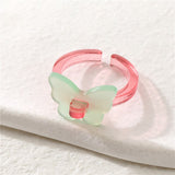 Daiiibabyyy Korean Transparent Acrylic Resin Butterfly Ring for Women Fashion Chic Open Ring Y2K Girls Party Jewelry Friend Gifts