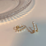 Daiiibabyyy Micro Pave Zirconia Pearl Bar Stud Earrings For Women Korean Style Simple Fashion New Jewelry Earings Wholesale