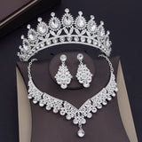 Baroque Blue Crystal Bridal Jewelry Sets for Women Tiaras Crown Earrings Necklace Sets Bride Wedding Dress Dubai Jewelry Set daiiibabyyy