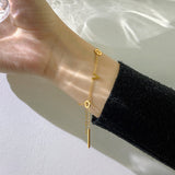 Daiiibabyyy Stainless Steel Layered Golden Pendant Bracelet For Women Retro Punk Gothic Portrait Coin Cross Pearl Bracelet Jewelry